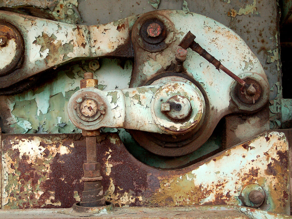A large, rusty machine